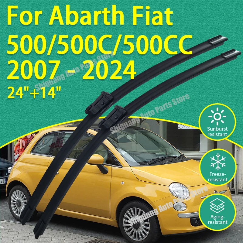

Front Silicone Coating Wipers for Abarth Fiat 500 695 500C 500CC 312 2007 - 2024 Car Wiper Windshield Windscreen Accessories