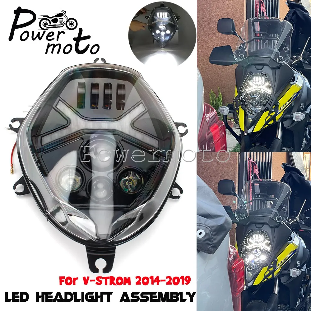 Motorcycle LED Headlight E9 Headlamp W/DRL High Low Beam Head Light Assembly For Suzuki V-STROM DL650 DL1000 DL 650 1000 2014-19