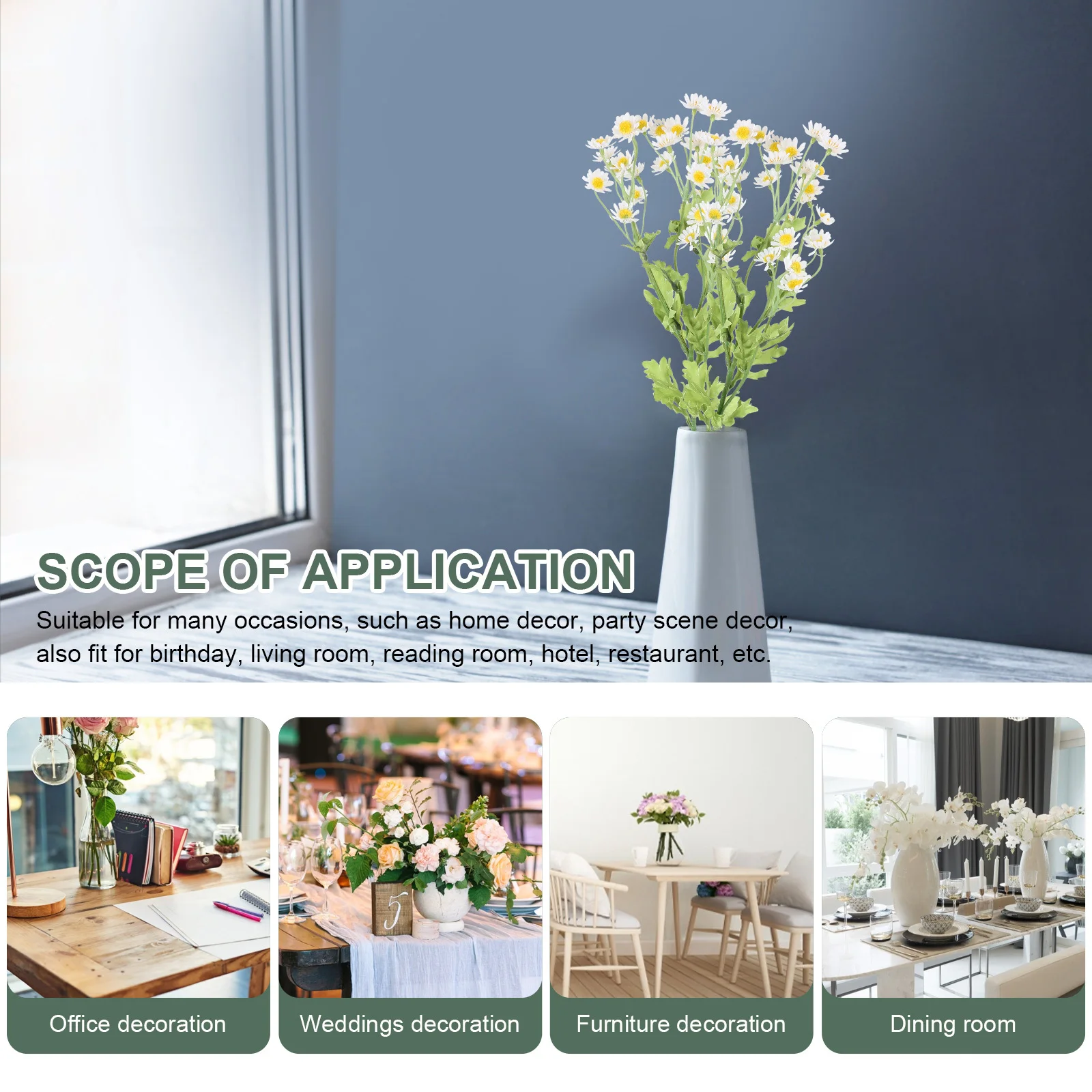 

3Pcs Fake Chamomile Flower Decor Bright Lifelike Simulation Flower Wedding Home Party Floral Supply Fake Chamomile Decor