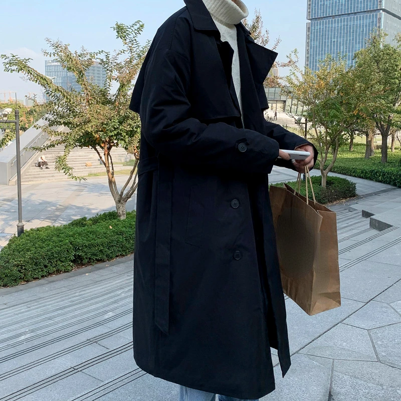 Trench Men Autumn Gentle Fashion Streetwear Handsome Tooling Baggy Ulzzang Casual Clothing Japanese Stylish Windproof Male Ins