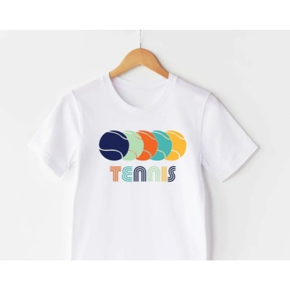 Camiseta de tenis de Color Retro, camisetas de regalo para entrenador de tenis y jugador, camisetas universales informales de verano con cuello redondo y manga corta para hombre y mujer