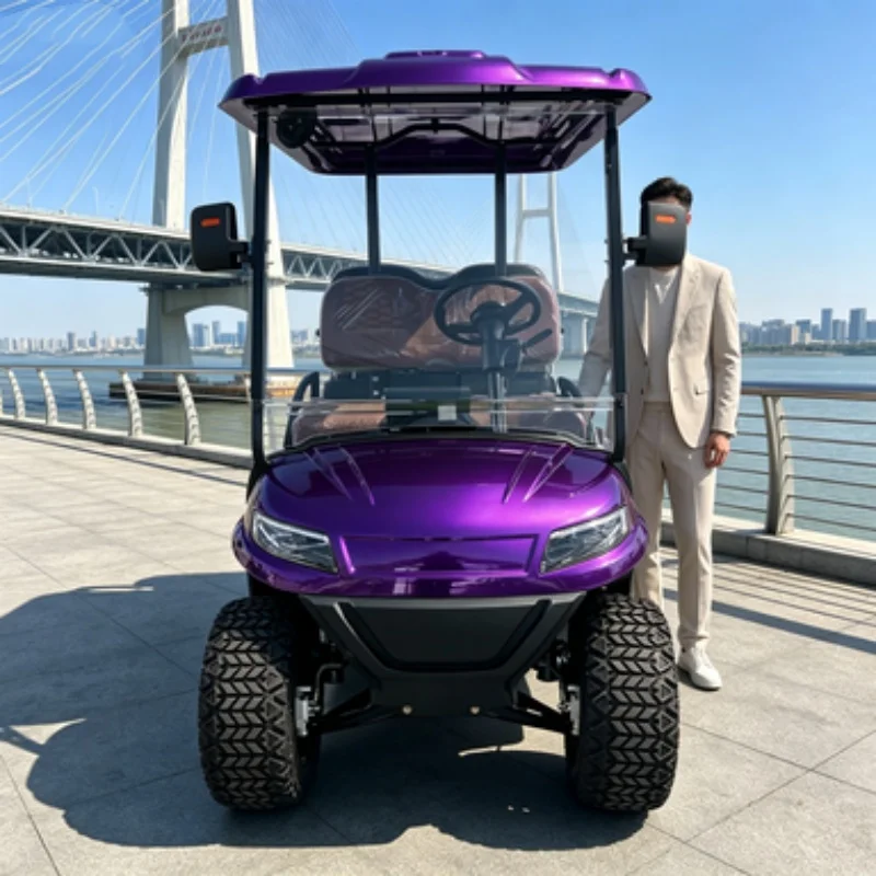 4 Seat Hunting Electric Golf Cart For Sale 2026 New High Quality 72V Lithium Battery Road-legal Soundbar Custom Roof Light Strip