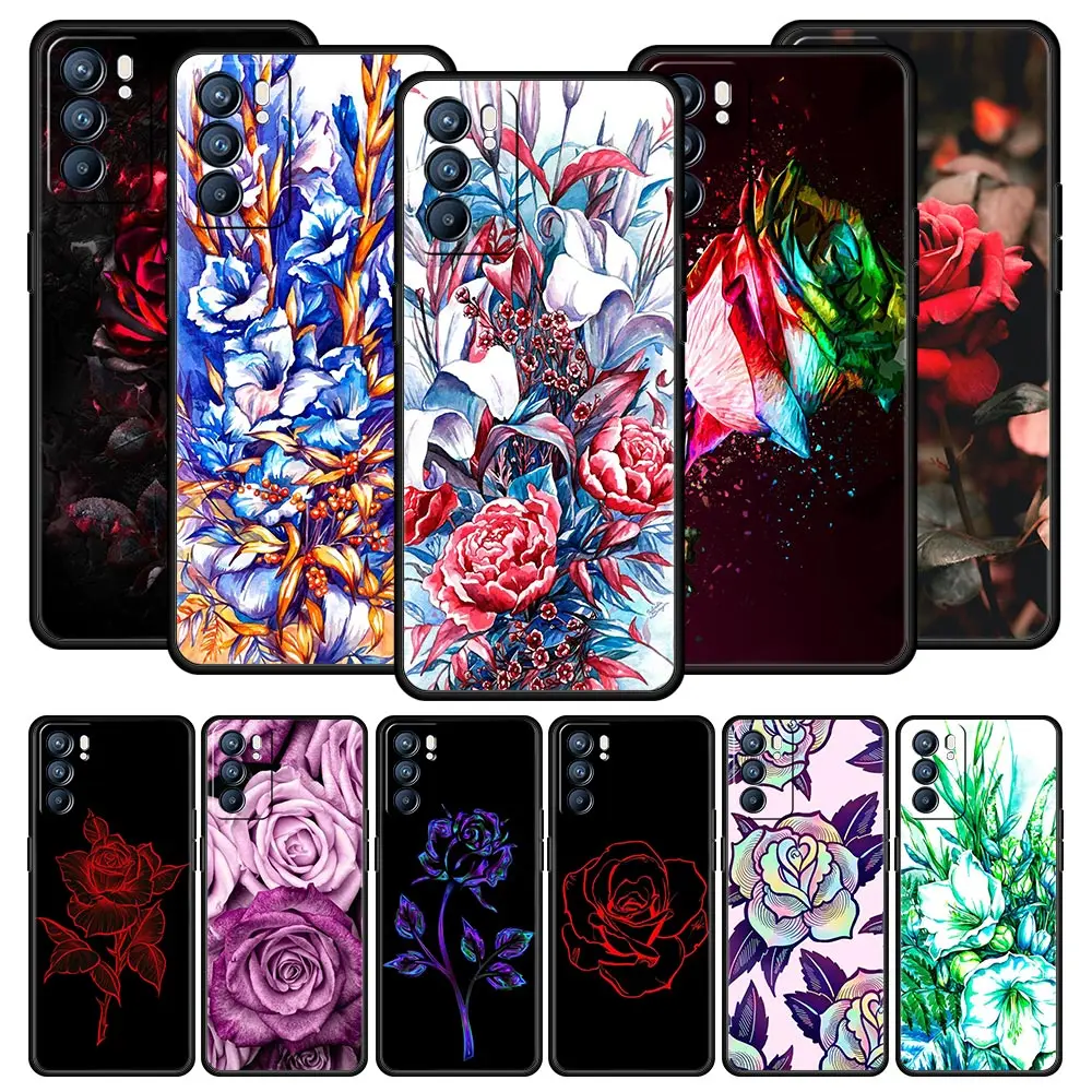 Beautiful Rose Flower Phone Case For Oppo Find X5 A54 A53 A52 A9 2020 A15 A95 A16 A76 A74 A12 Reno7 SE Reno6 Pro Plus 5G Cover