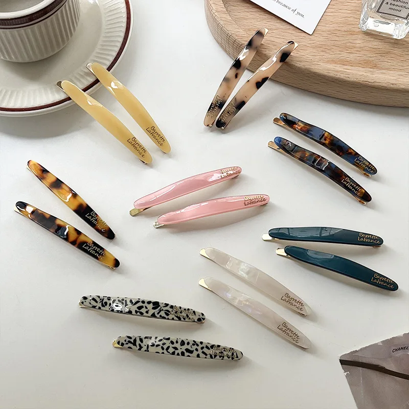 

2pcs Acetic Leaf Shaped Duckbill Clips Bangs Barrettes Korean Simple Hair Side Clips Broken Hair Barrettes Styling Accessories
