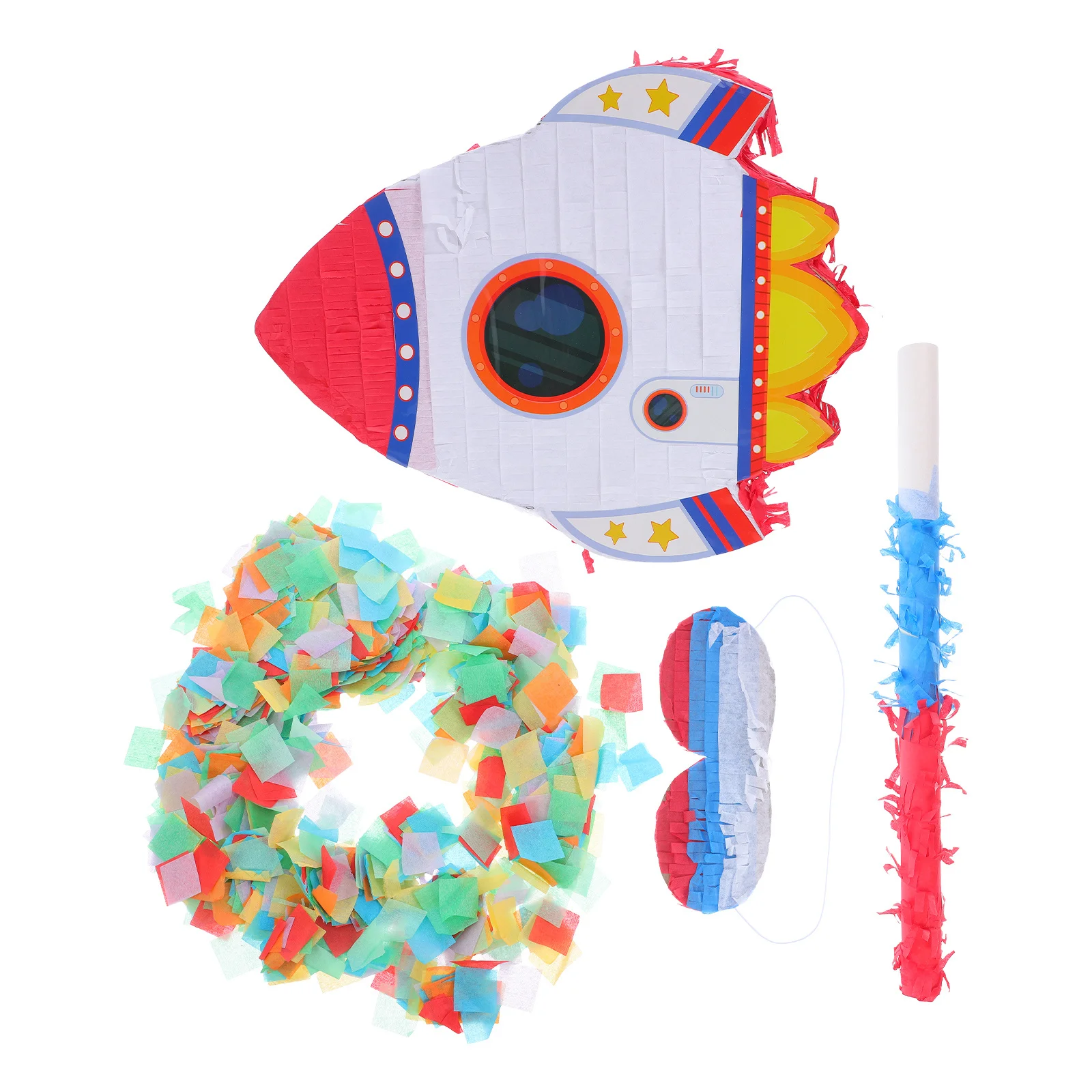 

Rocket Pinata Birthday Party Decoration Blindfold Stick Confetti Filling Space Theme Party Supplies Shower