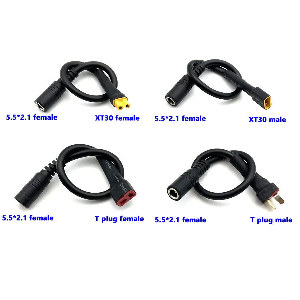 DC 5.5 2.1 2.5mm XT60 XT30 Female Male Plug To T Plug Female Male Adapter Connector With 18AWG 14AWG Silicone Wire