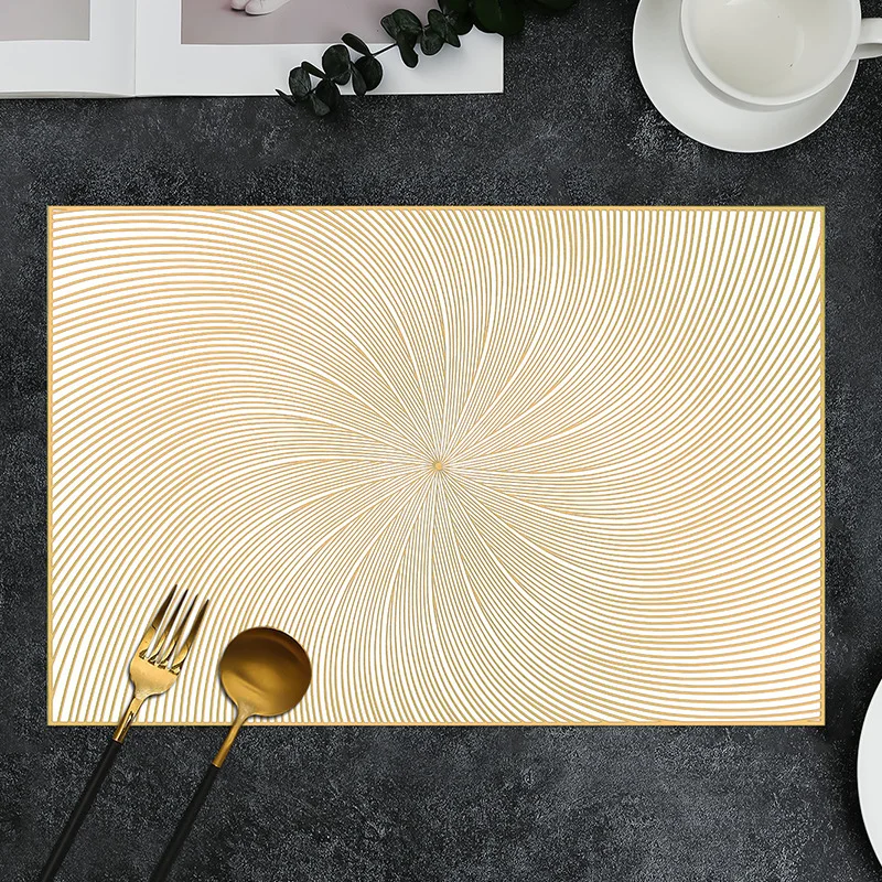 Rotating Line Pattern Placemat Hot Stamping PVC High-end Feel Light Luxury Coffee Tea Dining Table Decor Mat Waterproof Coaster
