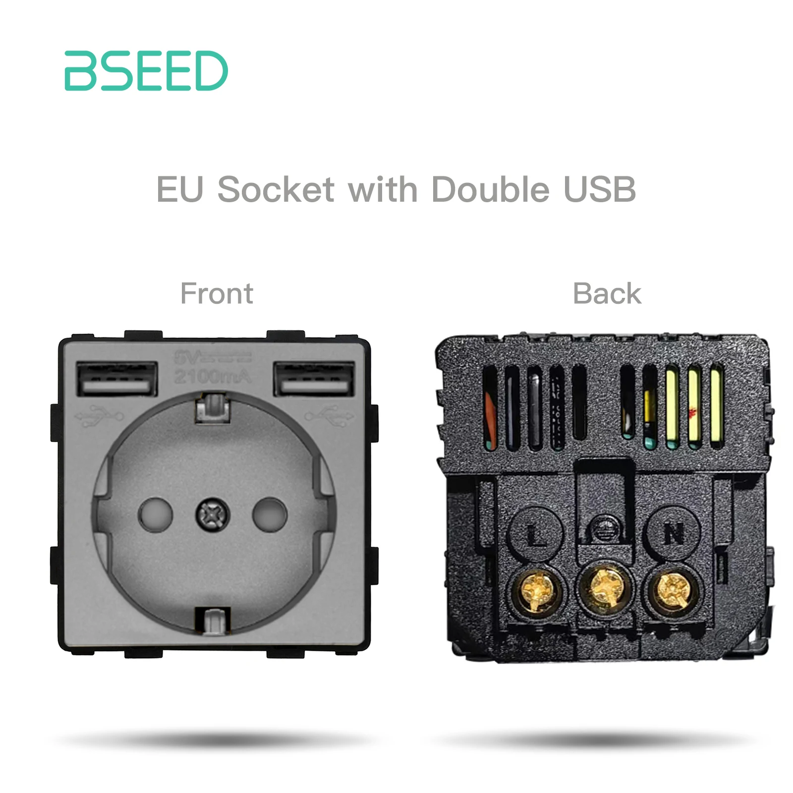Bseed eu standard wand steckdose usb steckdose ohne glasscheibe diy funktions teile typ-c lade anschluss teil 110-250v 16a