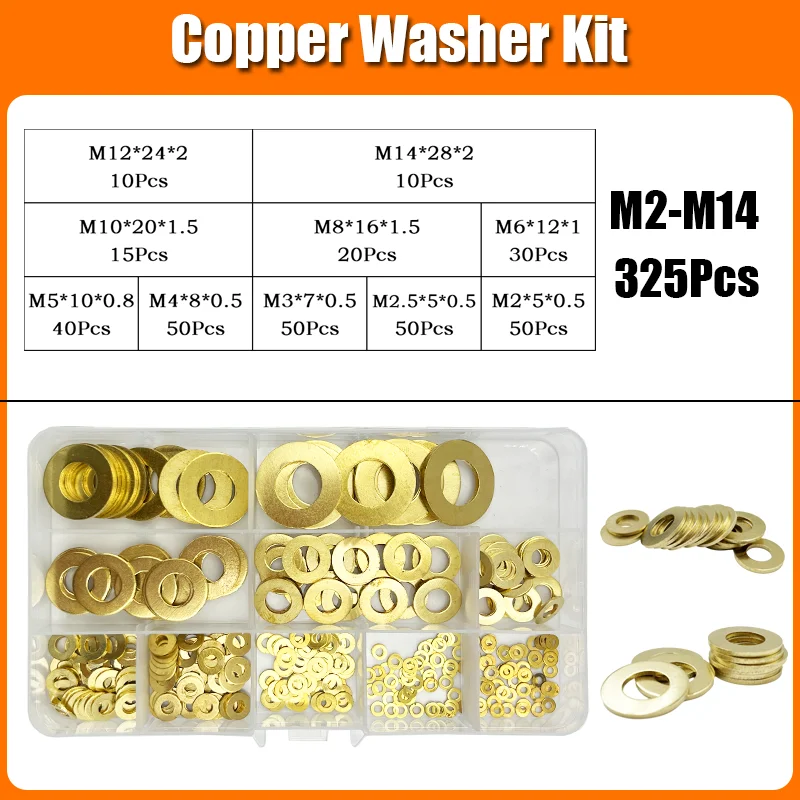 Solide reine kupfer flache waschanlage messing boot zerquetschen waschanlage dicht ring kupfer öl stopfens cheibe metall halterung o ring m2 m3 m4 M6-M20 – Detail 12