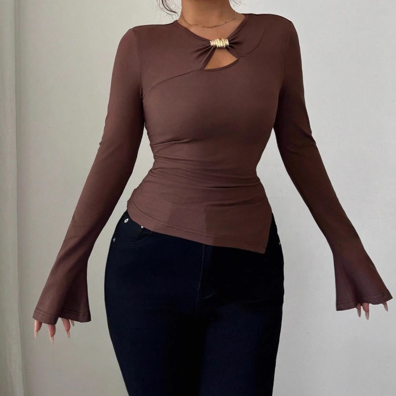 

2025 Autumn and Winter New Asymmetrical Hollow Metal Decoration Slim and Thin Daily Wear