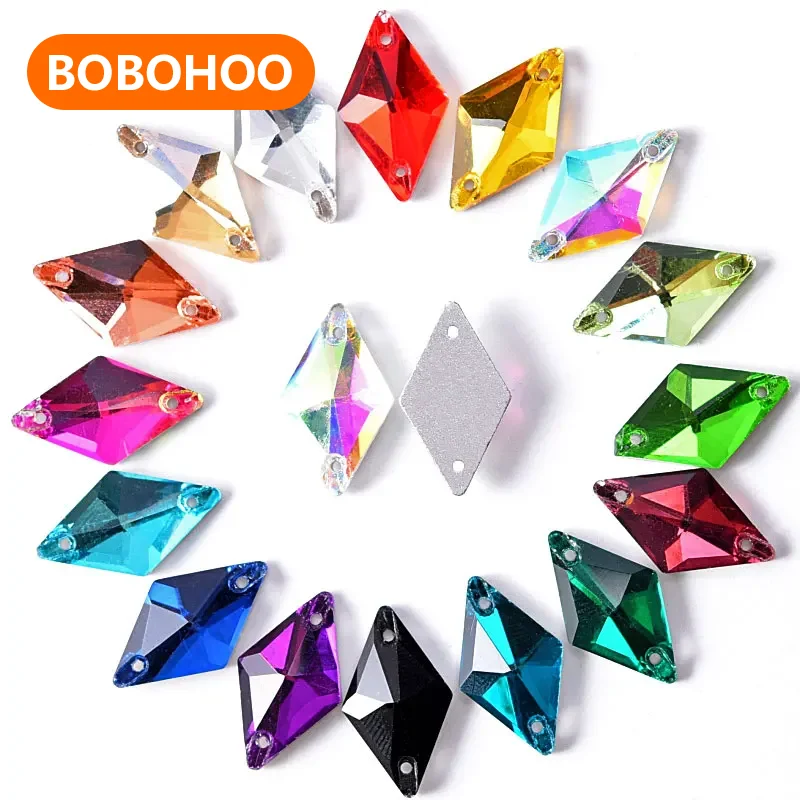 Rhombus Colorful Sew On Rhinestones Flatback Crystal Glass Stones Clothes Jewellery Sewing Rhinestones For Wedding Dress B3786