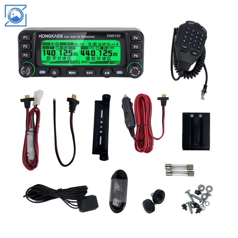 DM9100 Walkie Talkie pojazdu 136-174 MHz/400-470 MHz DMR UHF/VHF dwuzakresowy 25 W nadajnik-odbiornik FM Bluetooth GPS