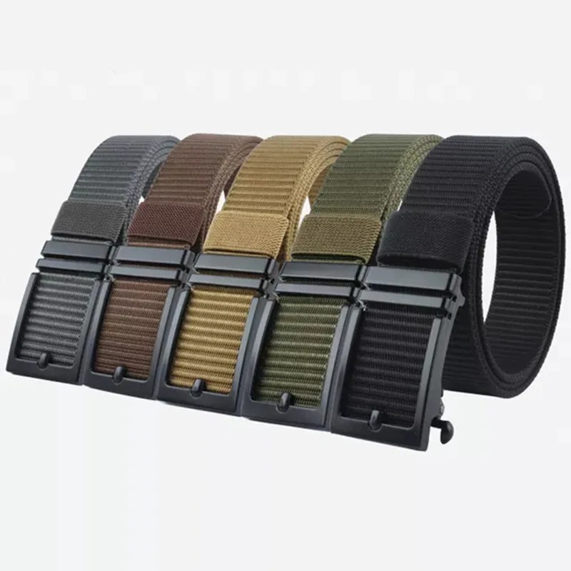 

Men's Outdoor Nylon Belt Toothless Automatic Buckle Leisure Multifunctional Tactical Belts Men's Golf Trousers for Accessories