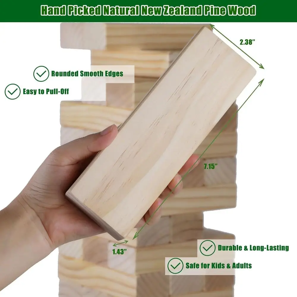 Jeu d'extérieur géant de blocs empilables de 60 pièces – Tour de déclenchement géante pour les plaisirs en famille et les vacances