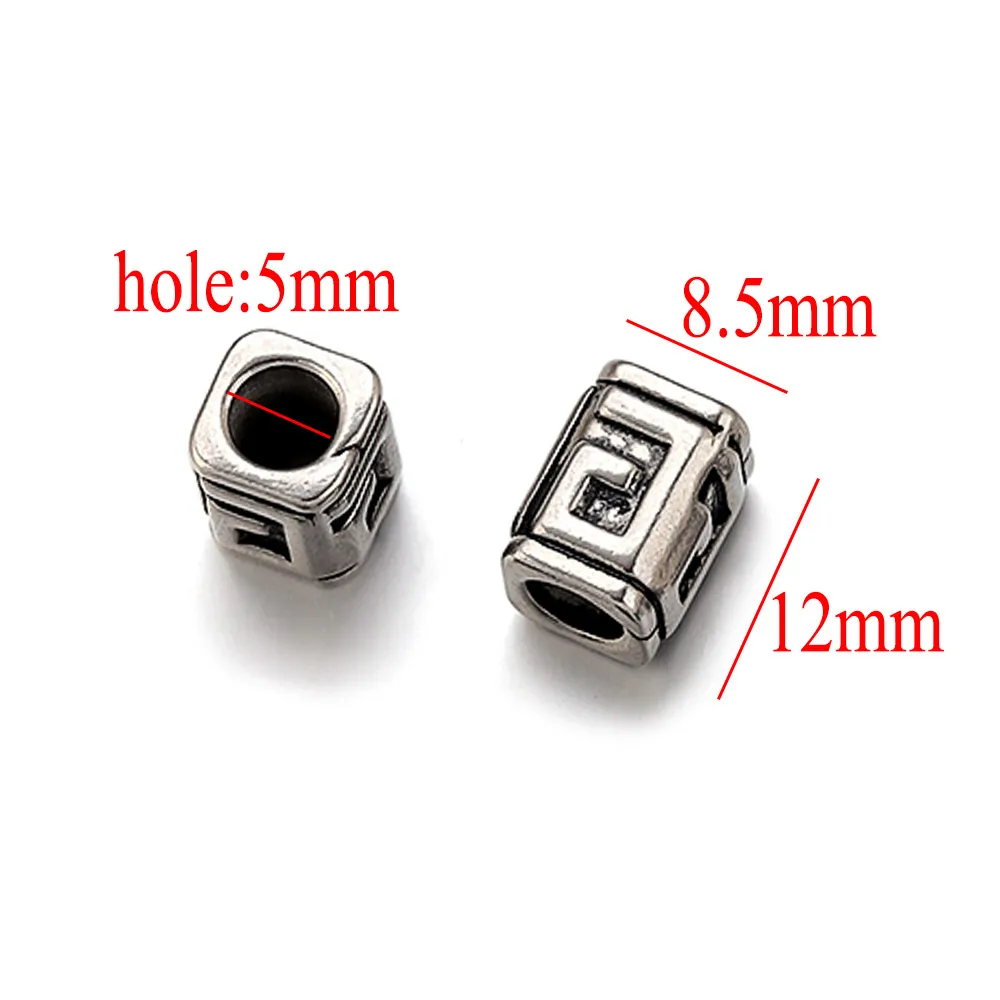 5pcs Stainless Steel 6mm Large Hole Beads Spacer Fit DIY Leather Cord Bracelets Necklace Viking Jewelry Making Metal Accessories