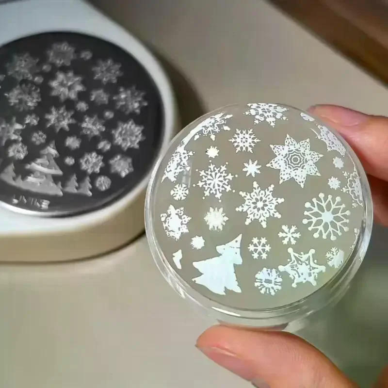 /Kuz/9 Pcs Christmas Snowflake Lace Bowknot Nail Art Transfer Printing Steel Plate Set DIY Silicone Stamp Templates