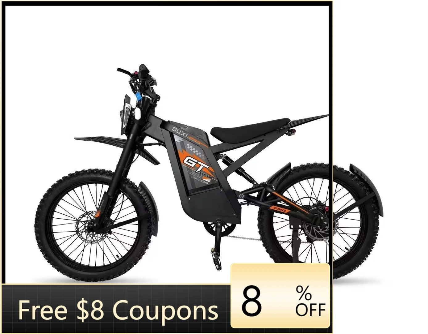 

STLF "24" Off-Road Electric Fat Tire Bike 2000W 30-50Km/h All-Terrain Lithium Battery GT-200"