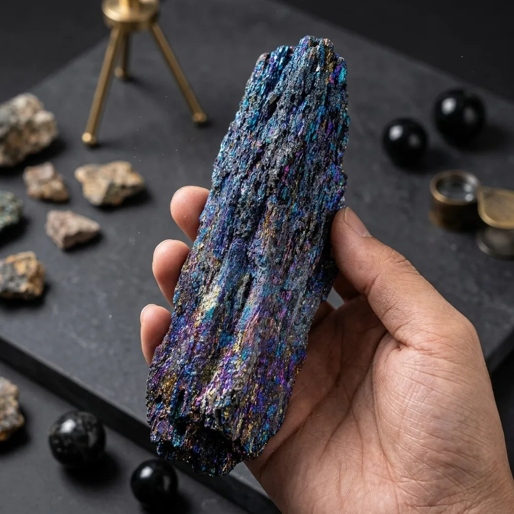 Natural Malachite Quartz Carborundum Crystal Stone Healing Mineral Specimen Desktop Ornament Collectible