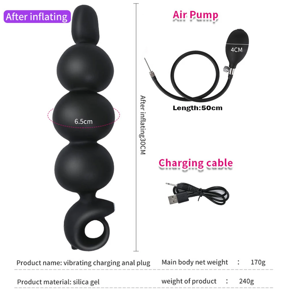 Inflatable Anal Plug Expansion Huge Prostate Massager 10 Modes Vibrating Pump Anus Butt Plug SM Sex Toys For Women men Gay