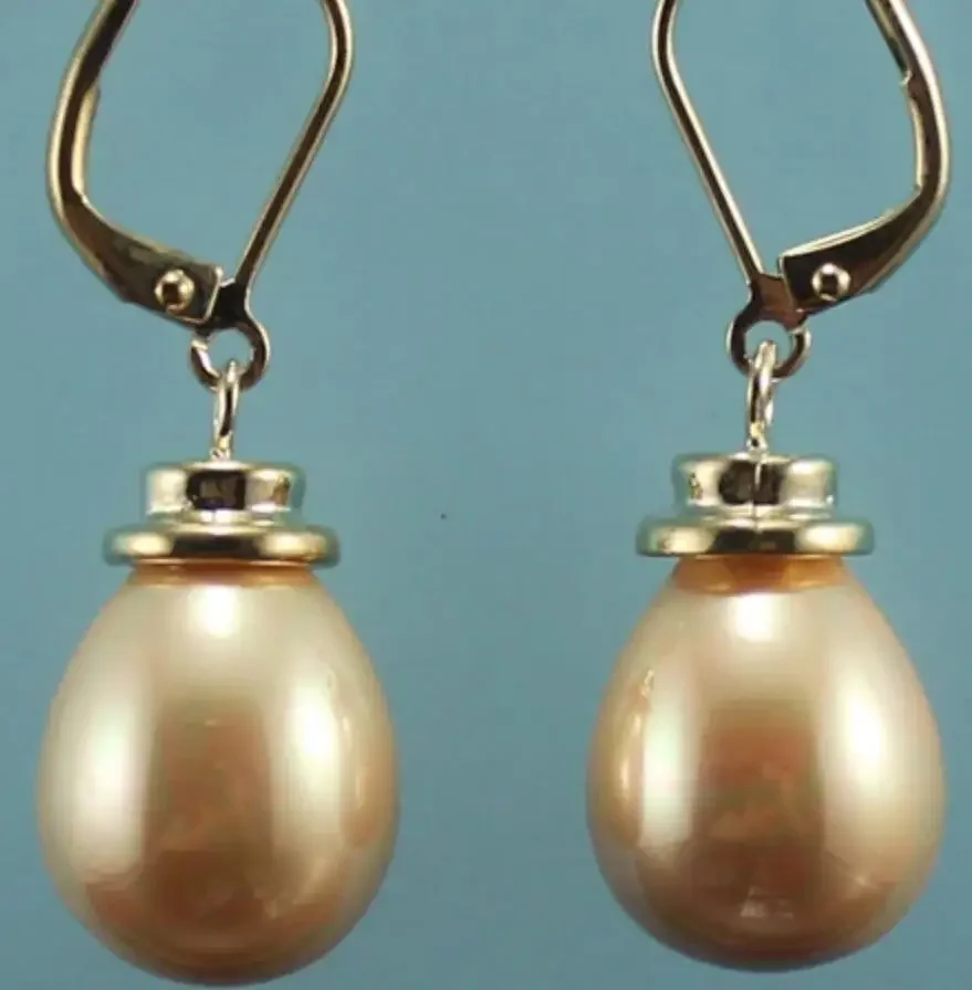 

Женские модные простые позолоченные серьги-капли с желтым жемчугом-ракушкой 12x16 мм