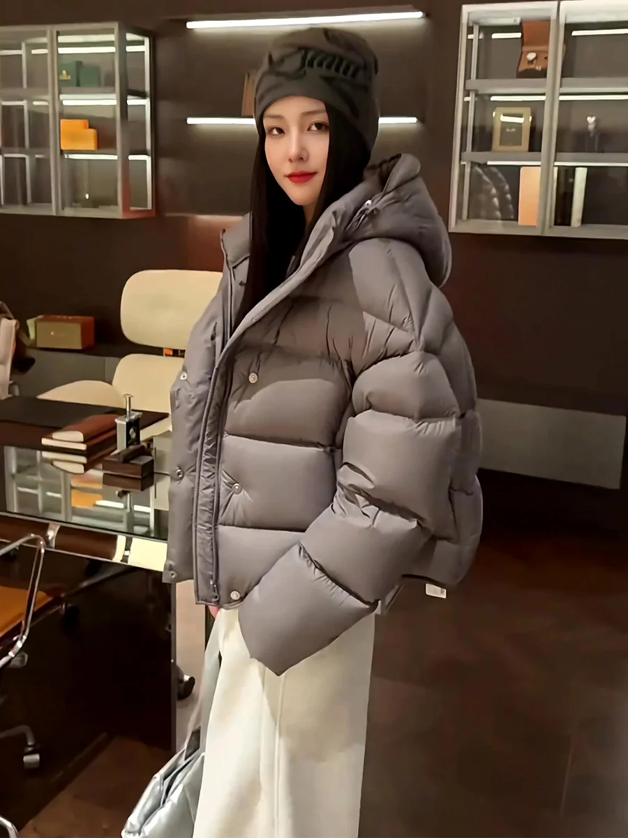 

Casual Sle ort Thiened Women's down Jaet Winter Warm Du Feather Loose Bread Sle Coat Windproof Ci Casual