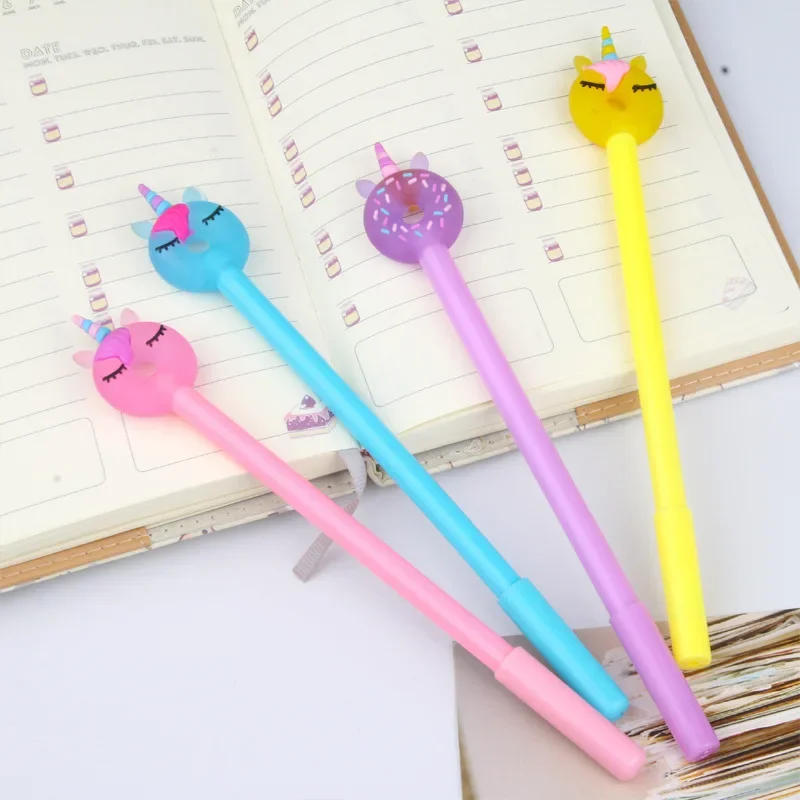 

50 шт., креативные обучающие канцелярские принадлежности, свежие пончики, гелевая ручка с единорогом, черная 0,5 мм, креативная гелевая ручка для студентов, оптовая продажа