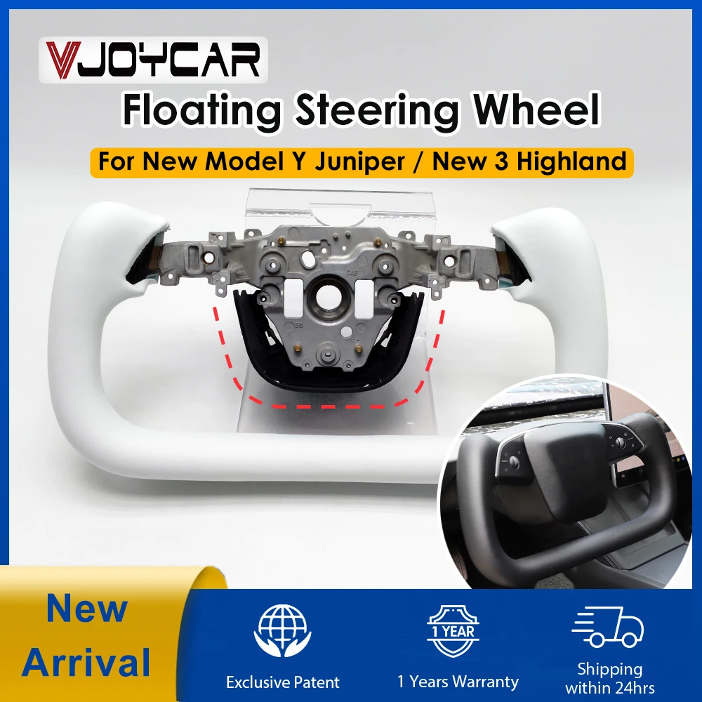 

Плавающая ручка с хомутом 359 мм для новой модели Y Juniper YOKE Нагревательное рулевое колесо без 6-часового полюса для Tesla Model 3 Highland