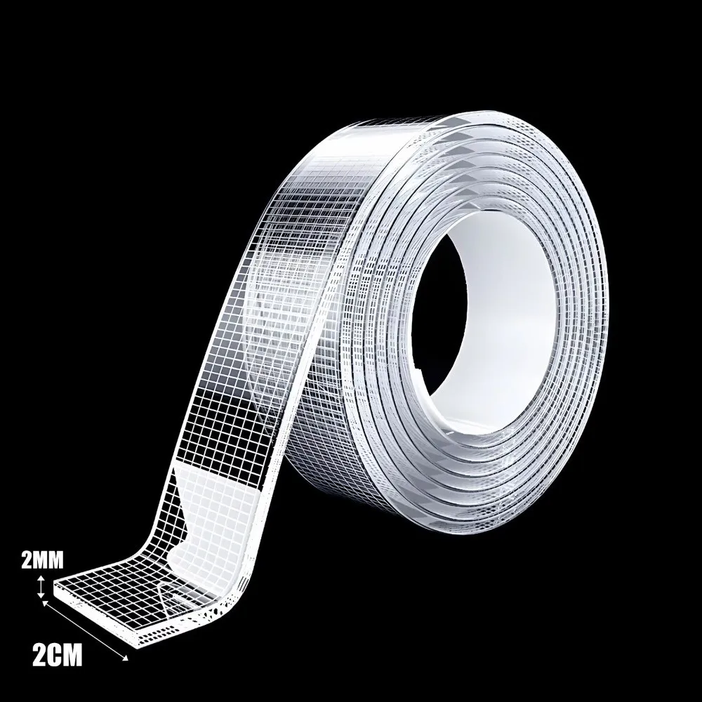 New 1/2mm Ultra-strong Double-sided Adhesive Upgraded Removable Clear Nano Tape Waterproof Reusabl Grid Adhesive Tapes