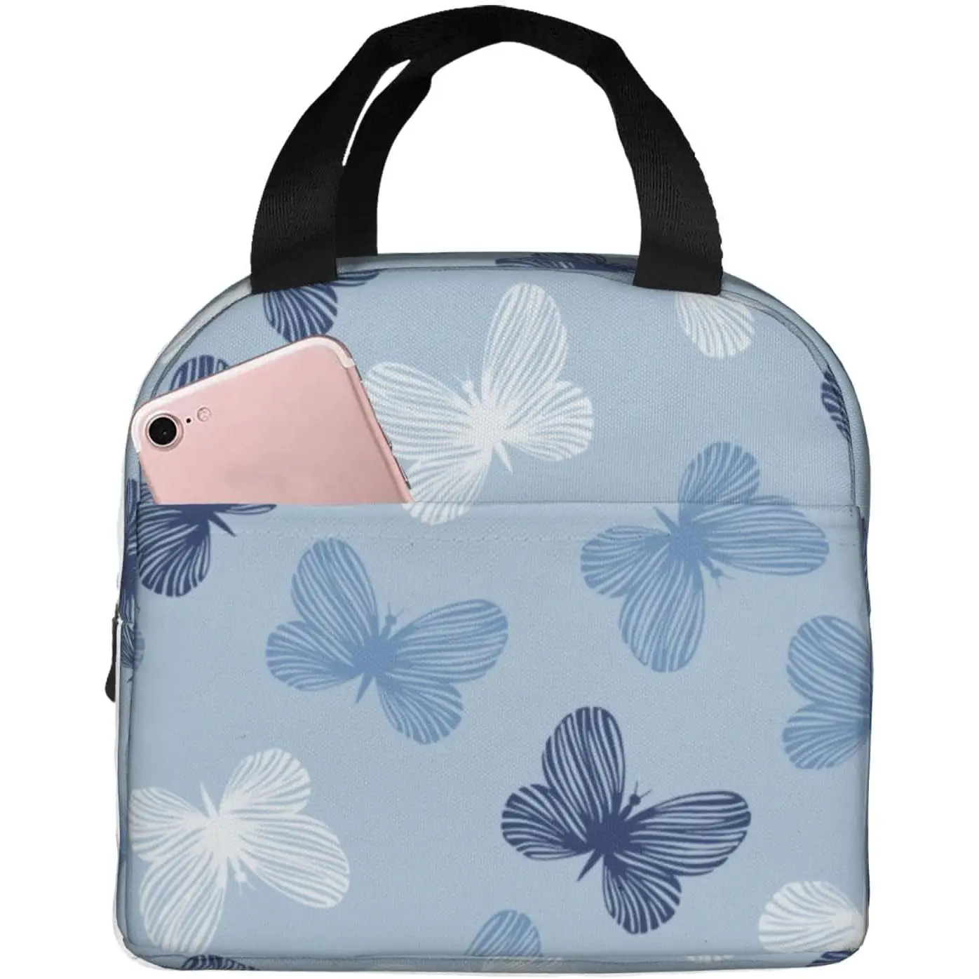 Lunch Box Leakproof Thermal Cooler Sack Food Handbags Reusable Tote Bag with Pocket for Work Office Travel School Picnic