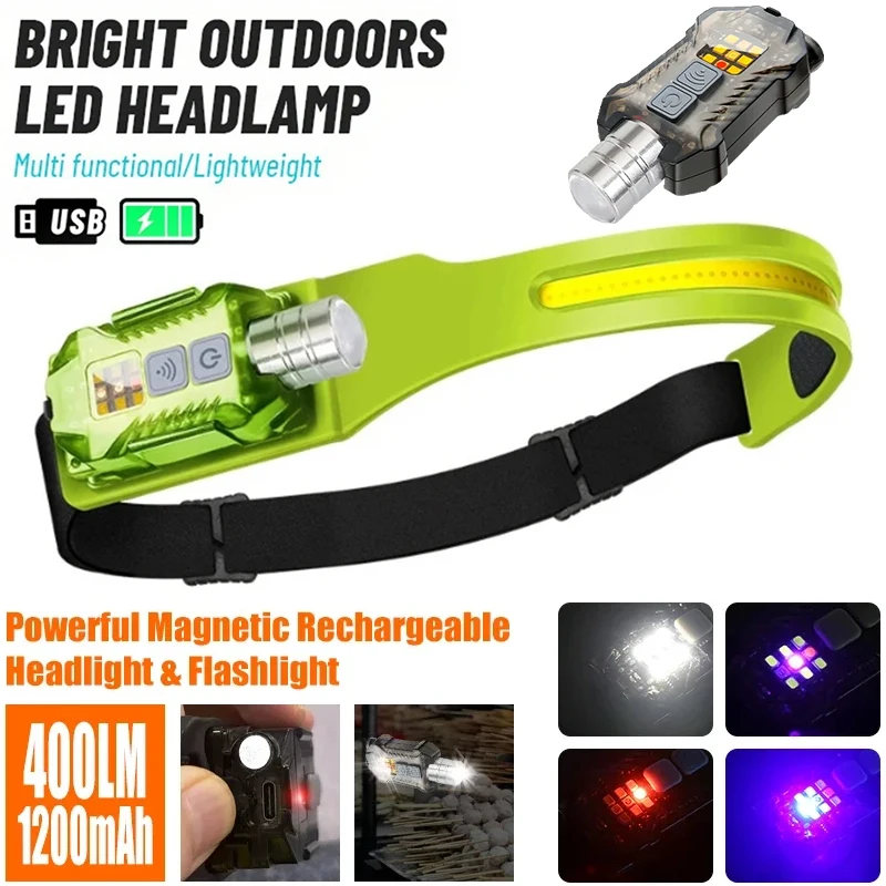 XPE+COB LED Sensor Headlamp Rechargeable Headlight Led Head Torch Camping Search Light Head Flashlight for Fishing Lantern