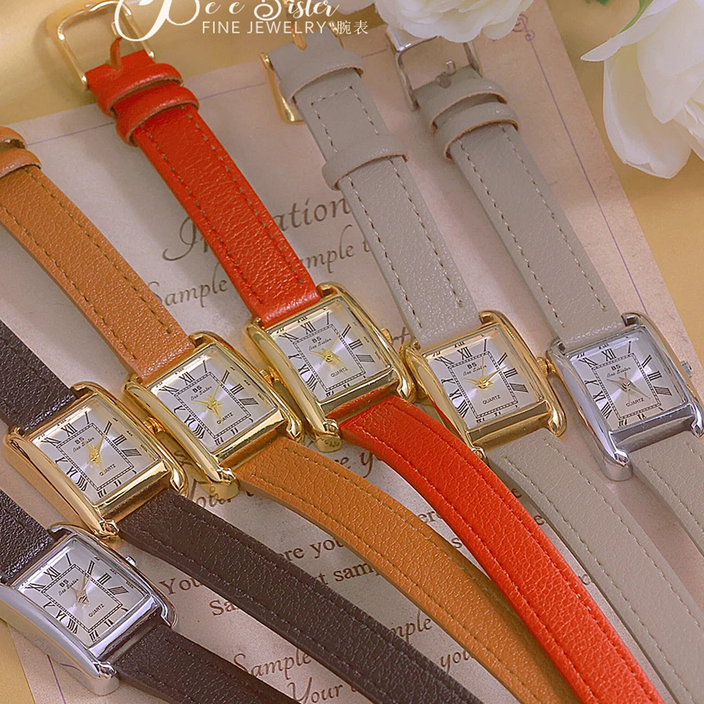 Light Luxury Women's Watches Double Circle Calfskin Watch Temperament Gift Small Gold Watch Bracelet Dress Ladies' Watch Gifts