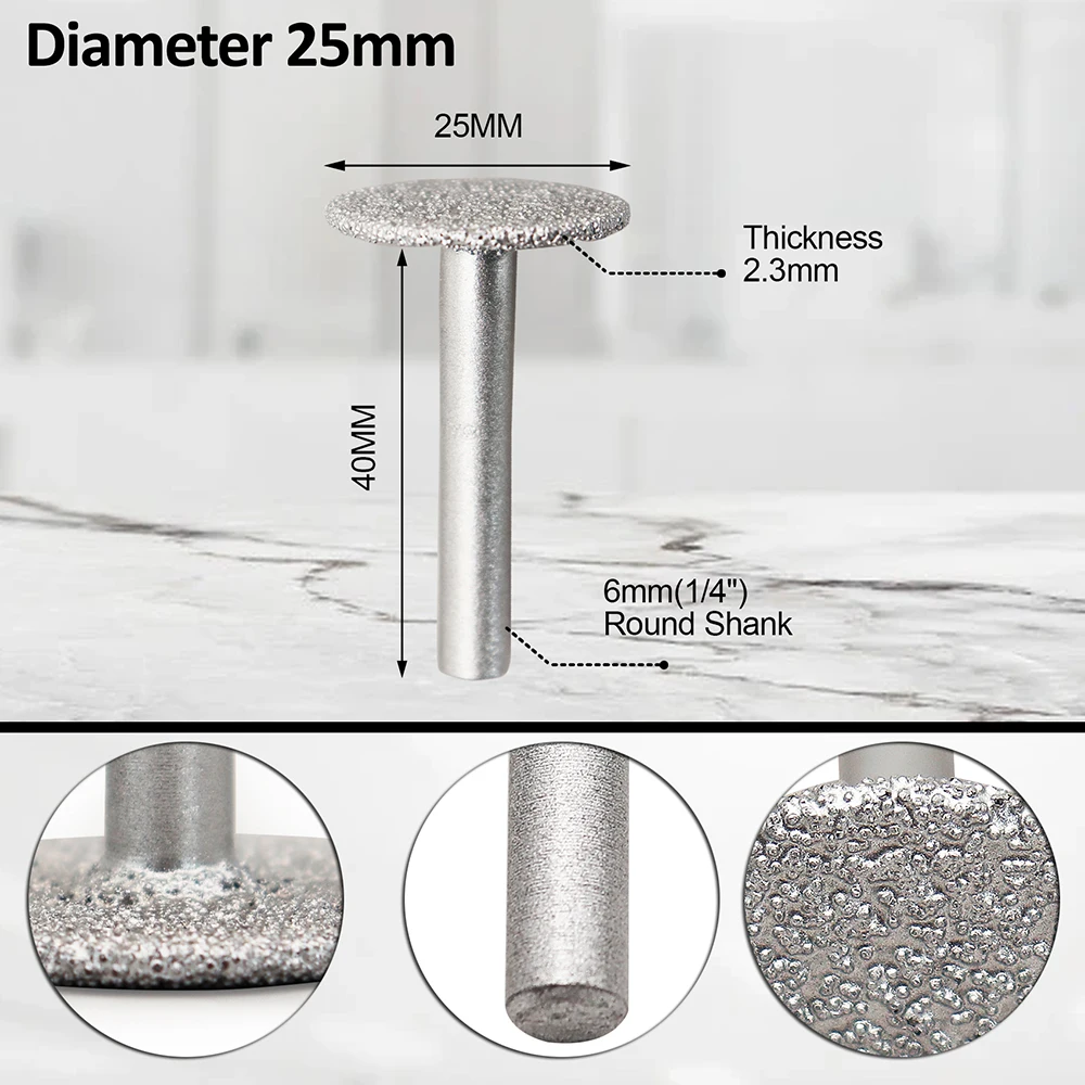 SHDIATOOL Dia25mm فراغ صنع من النحاس الماس مصغرة النقش قطع القرص مع 6 مللي متر عرقوب للبلاط الرخام الجرانيت رأى شفرة طحن عجلة