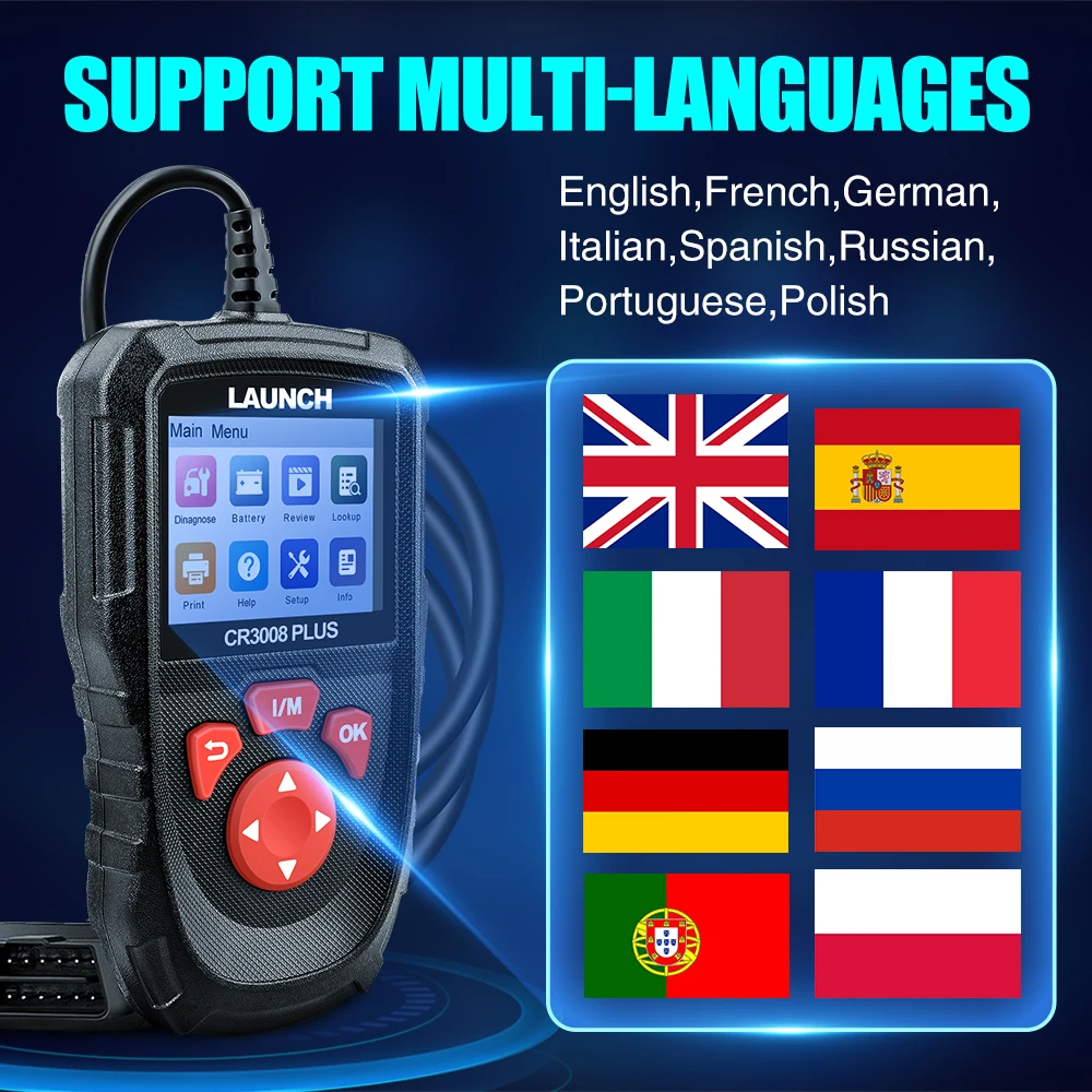 LAUNCH X431 CR3008 Plus Full OBD2 Diagnostic Tool Support Engine Battery Test OBD2 Scanner Free Update Online PK KW850