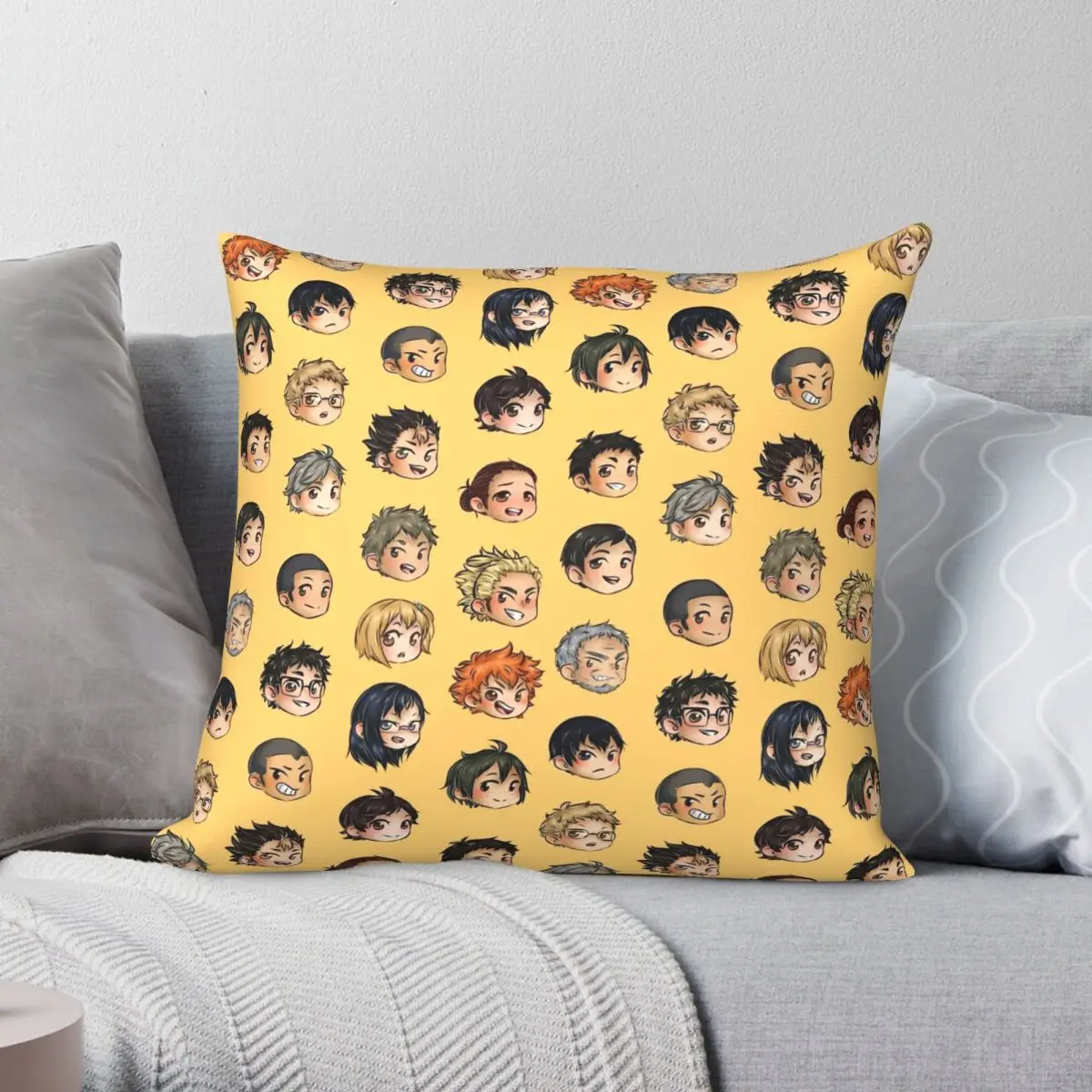 

Haikyuu Karasuno Chibis Square Pillowcase Polyester Linen Velvet Printed Zip Decor Pillow Case Home Cushion Cover