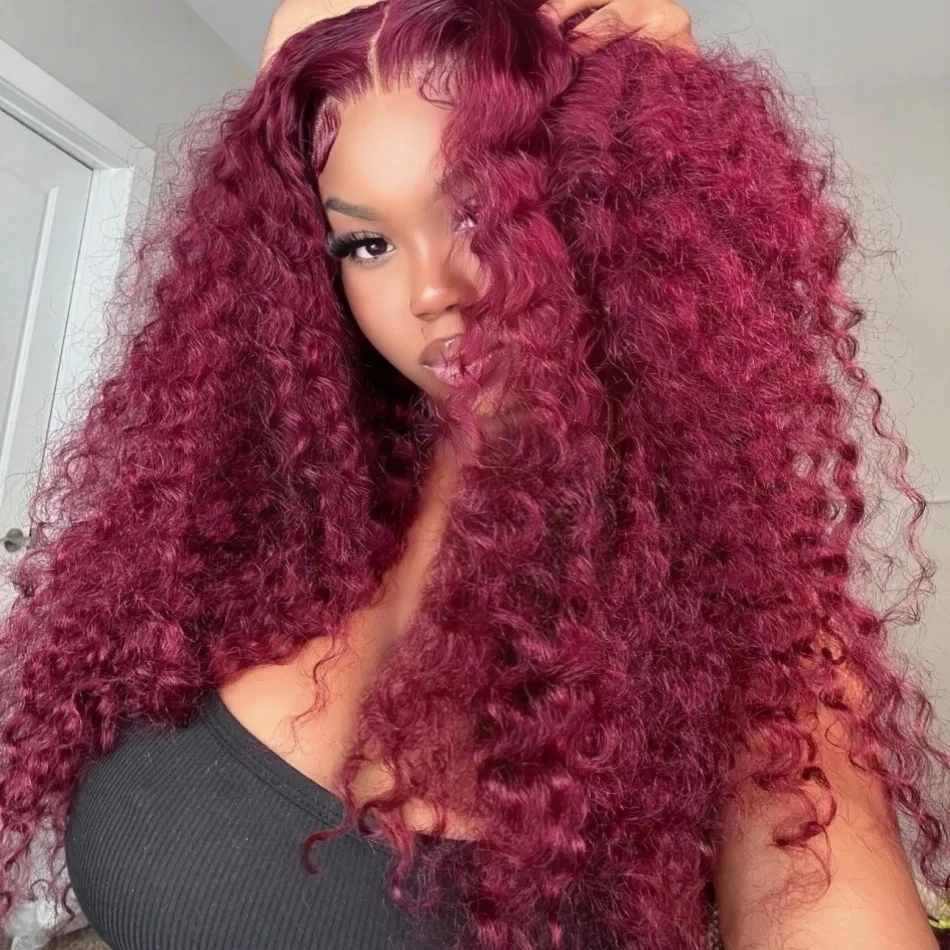 

Wet And Wavy 99j Lace Frontal Wig Human Hair Burgundy 13x6 Hd Lace Frontal Human Hair Wig Red Curly Lace Front Human Hair Wigs