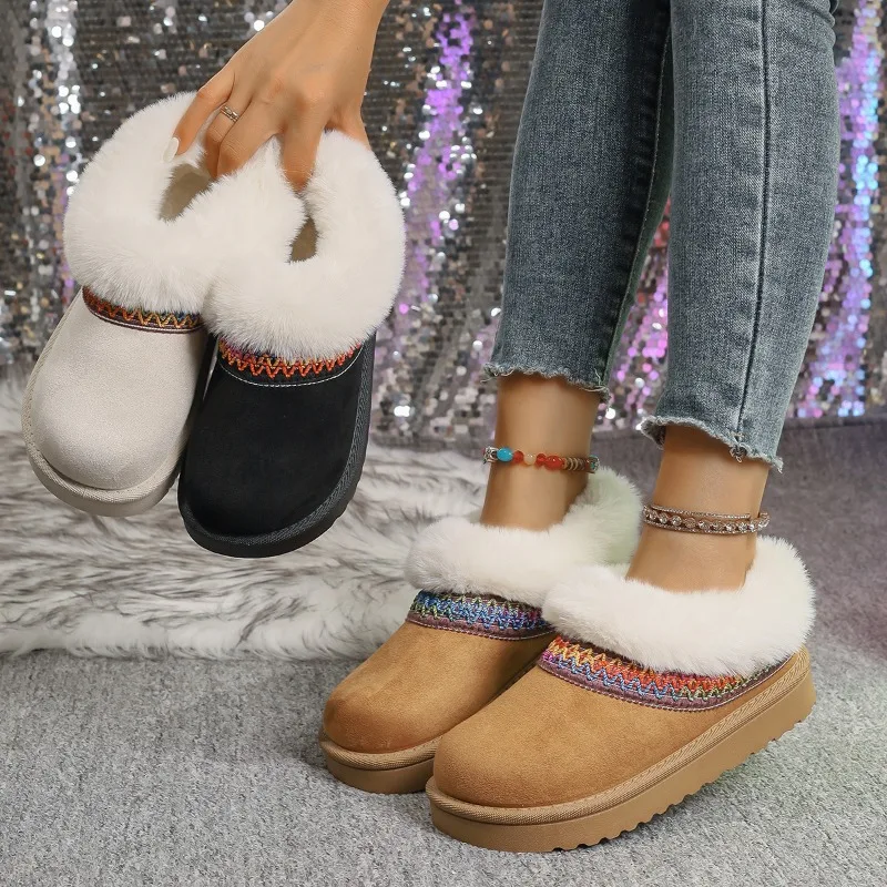 

Luxury Thick Plush Platform Snow Boots Women 2025 Winter Keep Warm Fur Cotton Shoes Woman Faux Suede Ankle Botas Padded Shoes