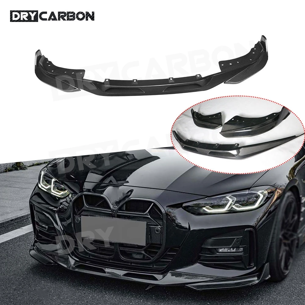 

Dry Carbon Fiber Front Bumper Lip Chin Splitters Spoiler Accessories For BMW G22 G23 Coupe 2021+ Car Styling Body Kits FRP