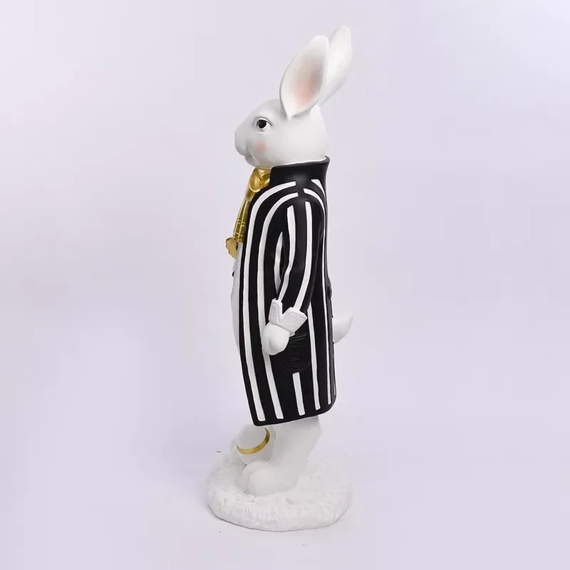 43.7 Inch Handmade Plush Rabbit Doll Elegant Standing Easter Party Home Decoration Interior Gift for Kids and Adults Cute
