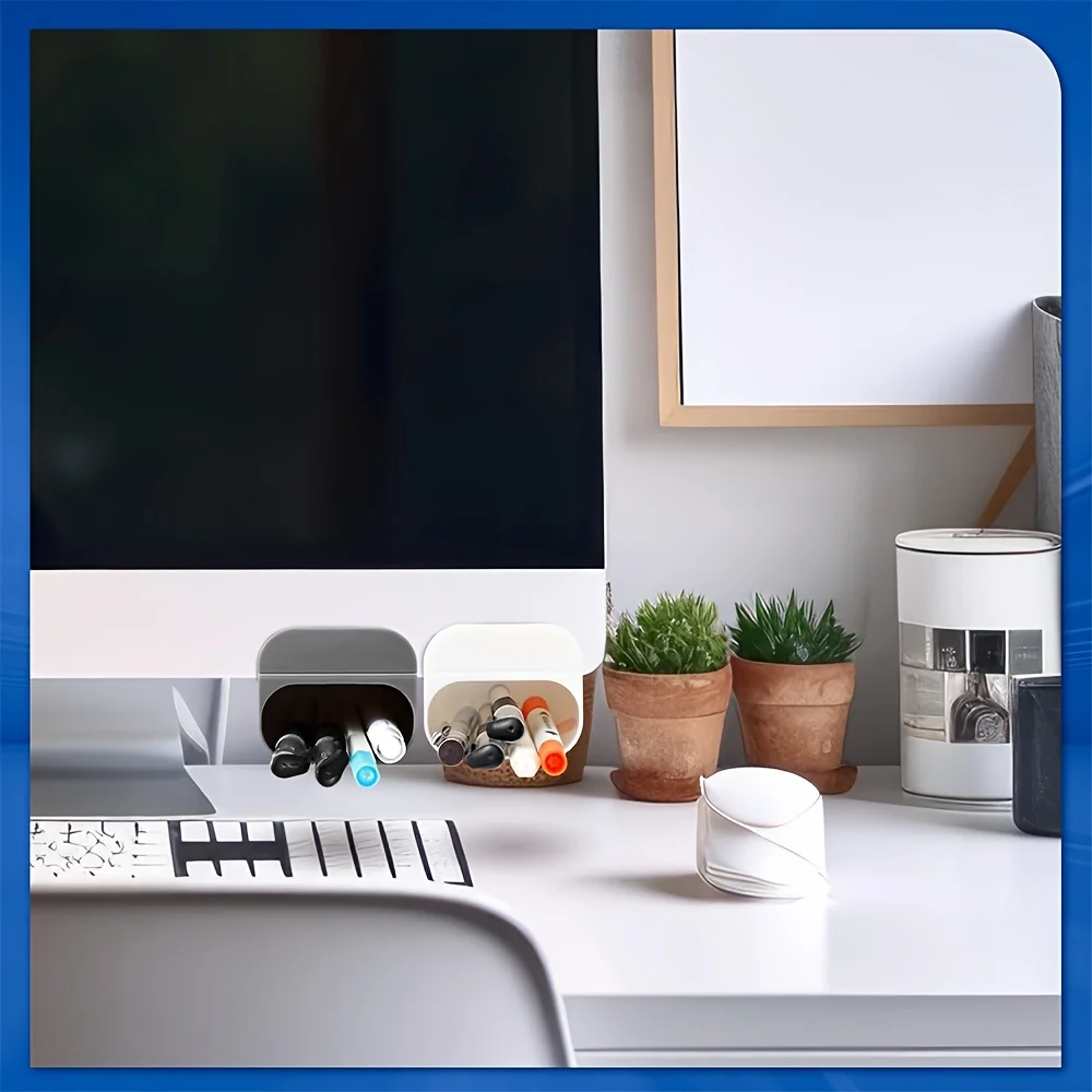 حاملات أقلام مكتبية، حاويات تخزين أقلام رصاص بمشبك، ملحقات لوازم مكتبية لاصقة، مجموعة منظم مكتب بلاستيكية من البولي بروبيلين