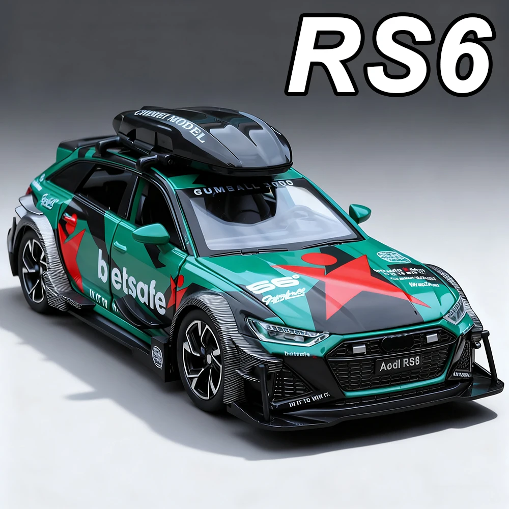 

1:32 RS6 Tacoma модель из сплава, литая под давлением машина, миниатюрные игрушки, звук, свет, откатные двери, открытые резиновые шины, изысканные украшения
