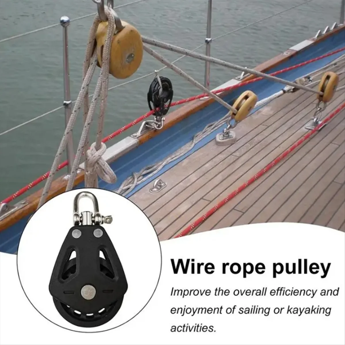 Universal Swivels Sailboats Plain Bearing Block Rope Runner Boats Accessories High Load Capacity Single Pulley for Rope Handling