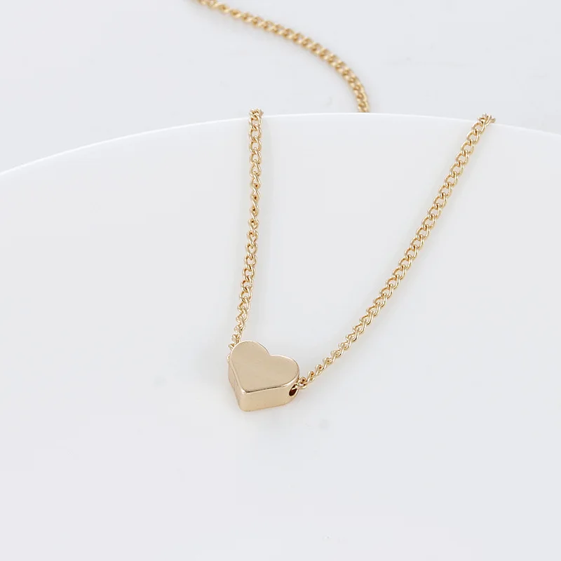 Fashion Gold Color Cute Love Heart Triangle Round Design Pendant Necklace For Women Exquisite Gift Wholesale Dropshipping