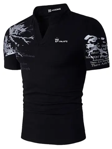Men's Polo Shirt Golf Shirt Graphic Prints V Neck Outdoor Street Short Sleeves Print Clothing Sports Fashion Streetwear Designer
