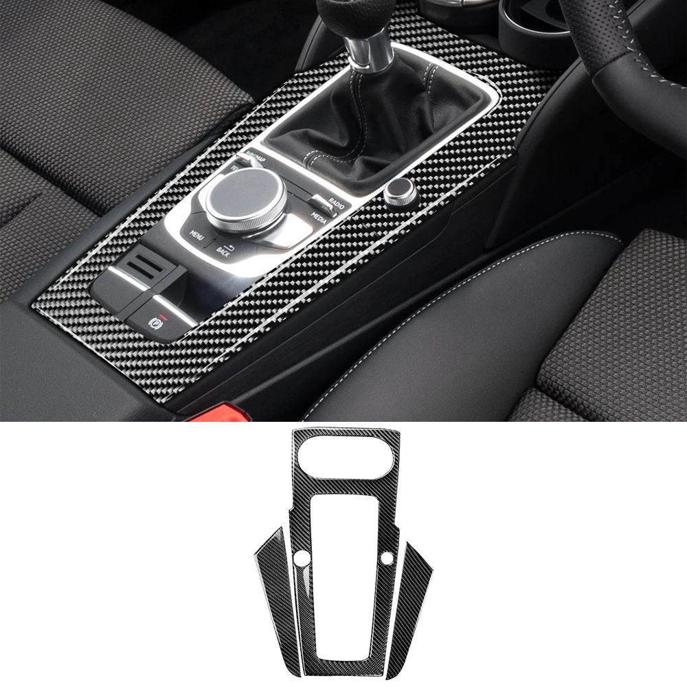 Car Gear Shift Panel Decoration Cover Trim Sticker Decal for Audi A3 2014-2018 Auto Interior Accessories Carbon Fiber LHD RHD