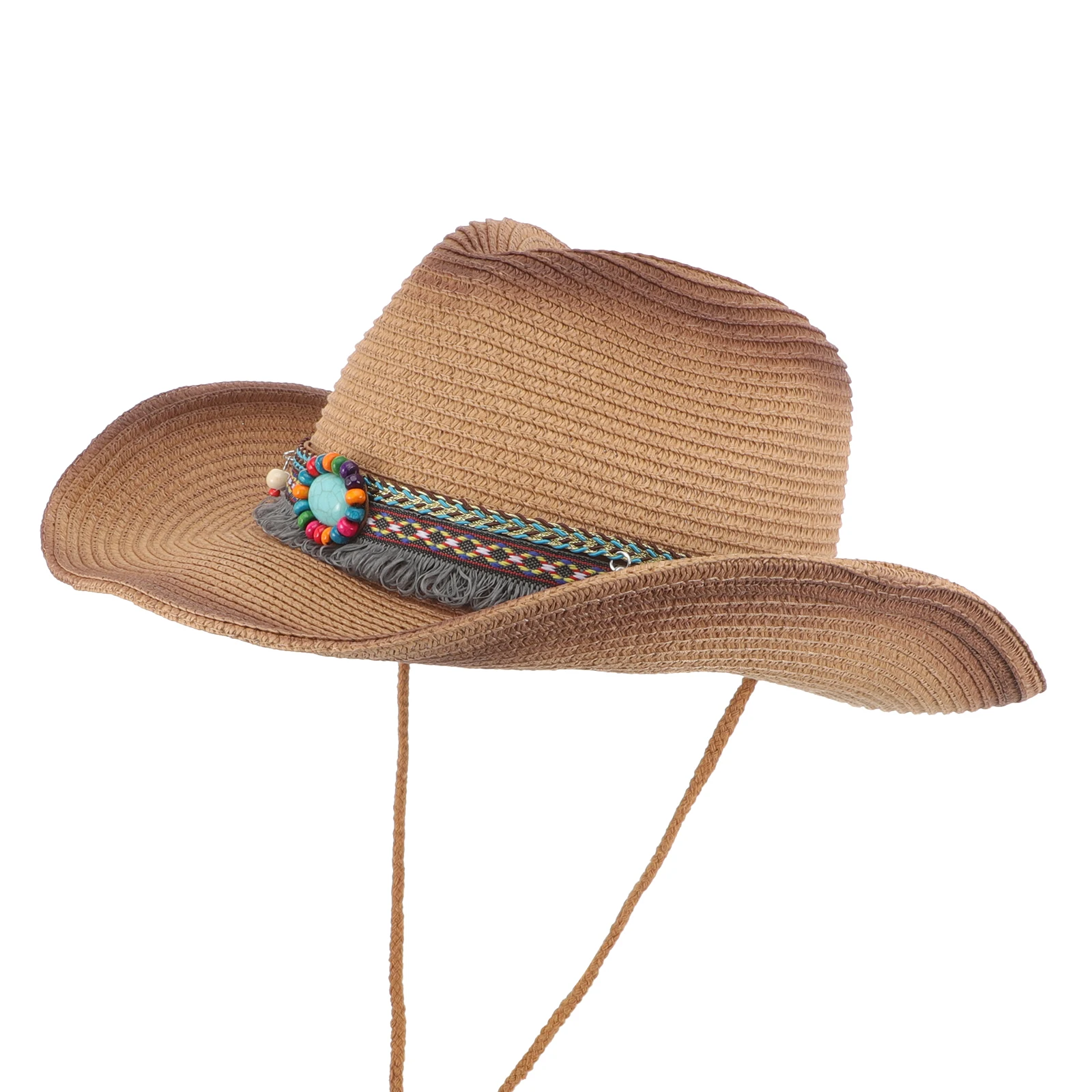 

Straw Cowboy Hats Women Men Sun Hat Beach Summer Cowgirl Outdoor Foldable Wide Brim Sun Protection Adjustable Chin Strap Travel