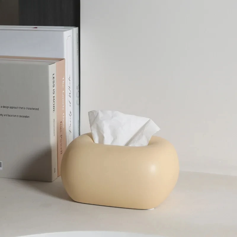 Creative Round Corner Tissue Box Coffee Table Desk Decoration Minimalist Ceramic Tissue Box Bedside Table Paper Towel Case