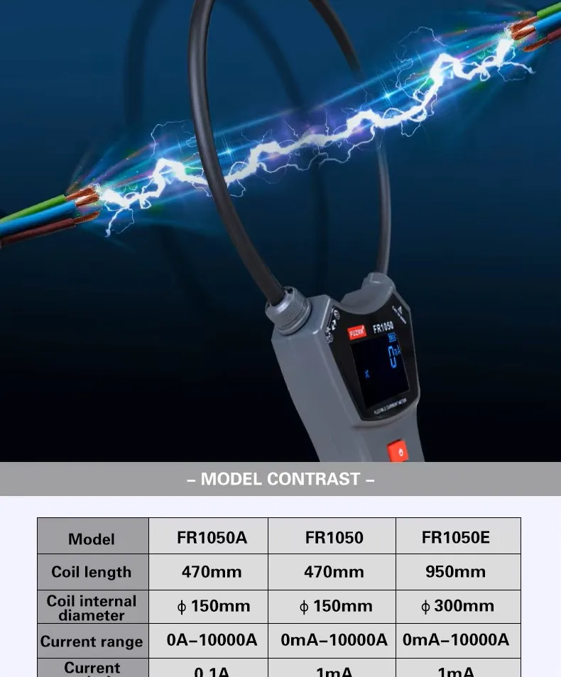 FR1050A FR1050 FR1050E 10000A velký protékání proud tester pružné skoba ampérmetr střídavého stejnosměrný 1000V elektrické napětí fáze frekvence měřič