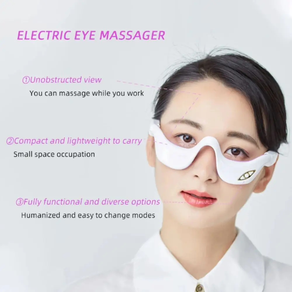 Under-Eye Design EMS Pulse Vibration Eye Massager Hot Compress Vibration Function Heated Eye Massager Micro Current Red Light RF