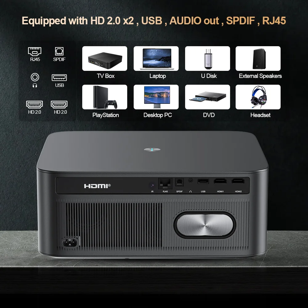  ThundeaL 4K TD98Pro Full HD 1080P 2G 32G Tragbarer Projektor Android WiFi 3D Videoprojektor Smart TV Kino Heim Outdoor Spiel – Detail 9