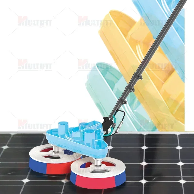 Operated Rotary Solar  Cleaning Brush 5.5m Telescopic Rod Extendable Water Fed PV Cleaner with Holder for